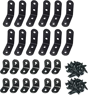 24 Pack Black L Bracket 40 x40mm & 20x20mm Stainless Steel Corner Braces, Fitepro Stainless Steel 90 Degree Angle L Shaped Bracket,Fitepro Small Angel Bracket Joint Right Angle Shelf Support,90 Degree Corner Bracket with Screws