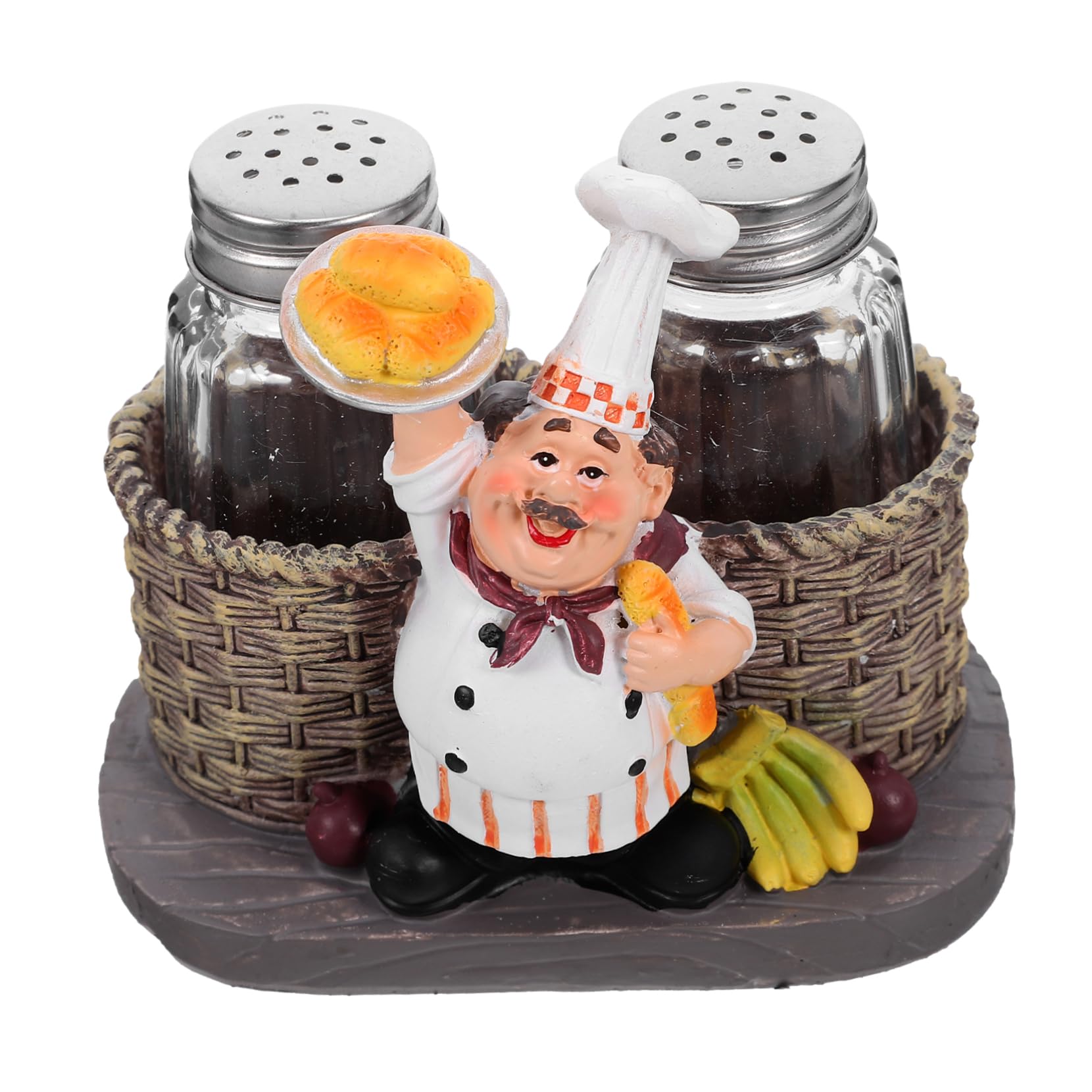 Amosfun 5 Pz L'ampolla Dello Chef Di Spezie Sale Organizzatore Arredamento Cucina Chef Bottiglia Di Agitatore Di Statua Dello Chef Seduto Acciaio Inossidabile