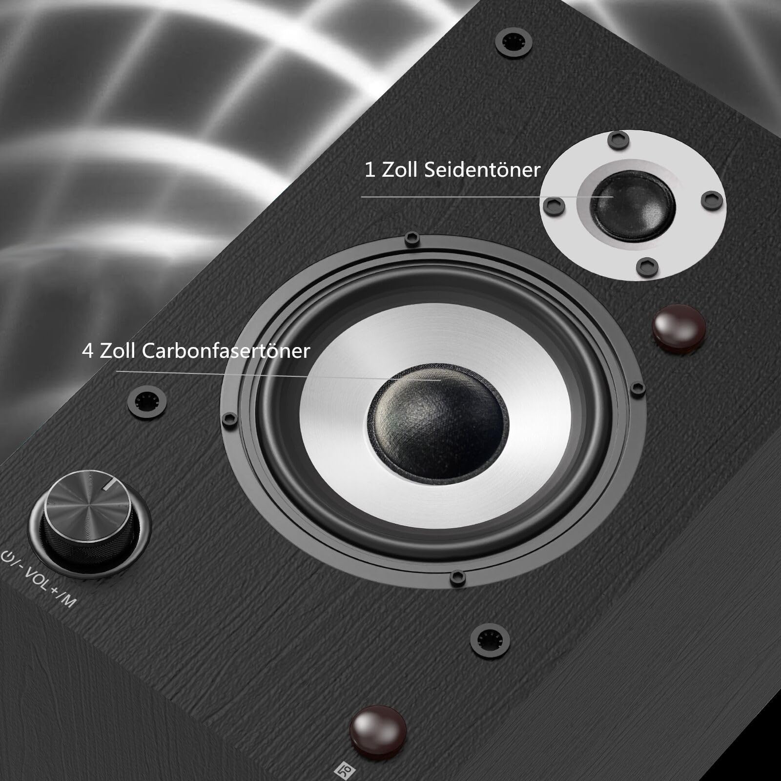 HANLIM Altoparlanti Diffusori da Scaffale Active Bluetooth - Casse Attive Amplificate Coppia - Ingresso Ottico,USB,AUX,Coassiale,RCA - Struttura in Legno - 100 Watts RMS - Nero