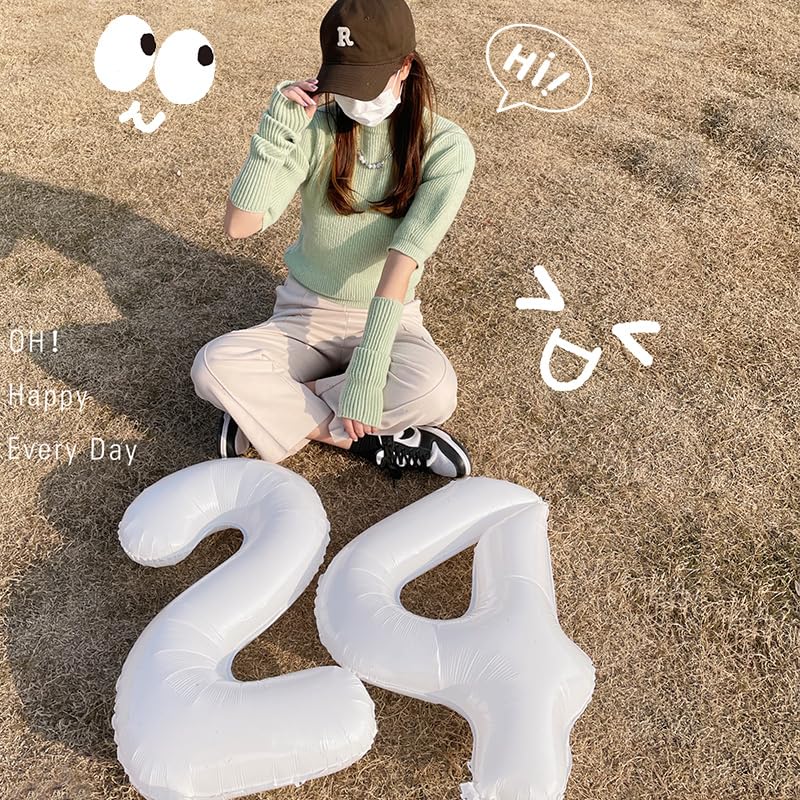 Image of 4 Balloon Numbers Birthday Decorations, 40In White Balloons for Men Women | Eye-catching Appearance, Perfect Decorative Centerpieces, Convenient Self-sealing Structure, Widely for Various Occasions