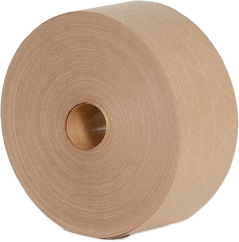 PackageZoom Cinta adhesiva reforzada de papel kraft activado por agua, 2.75 pulgadas x 375 pies x 8 rollos marrones (3,000 pies en total)