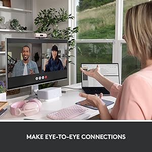 Logitech Brio 500 Full HD Webcam with Auto Light Correction,Show Mode, Dual Noise Reduction Mics, Webcam Privacy Cover, Works with Microsoft Teams, Google Meet, Zoom, USB-C Cable - Rose