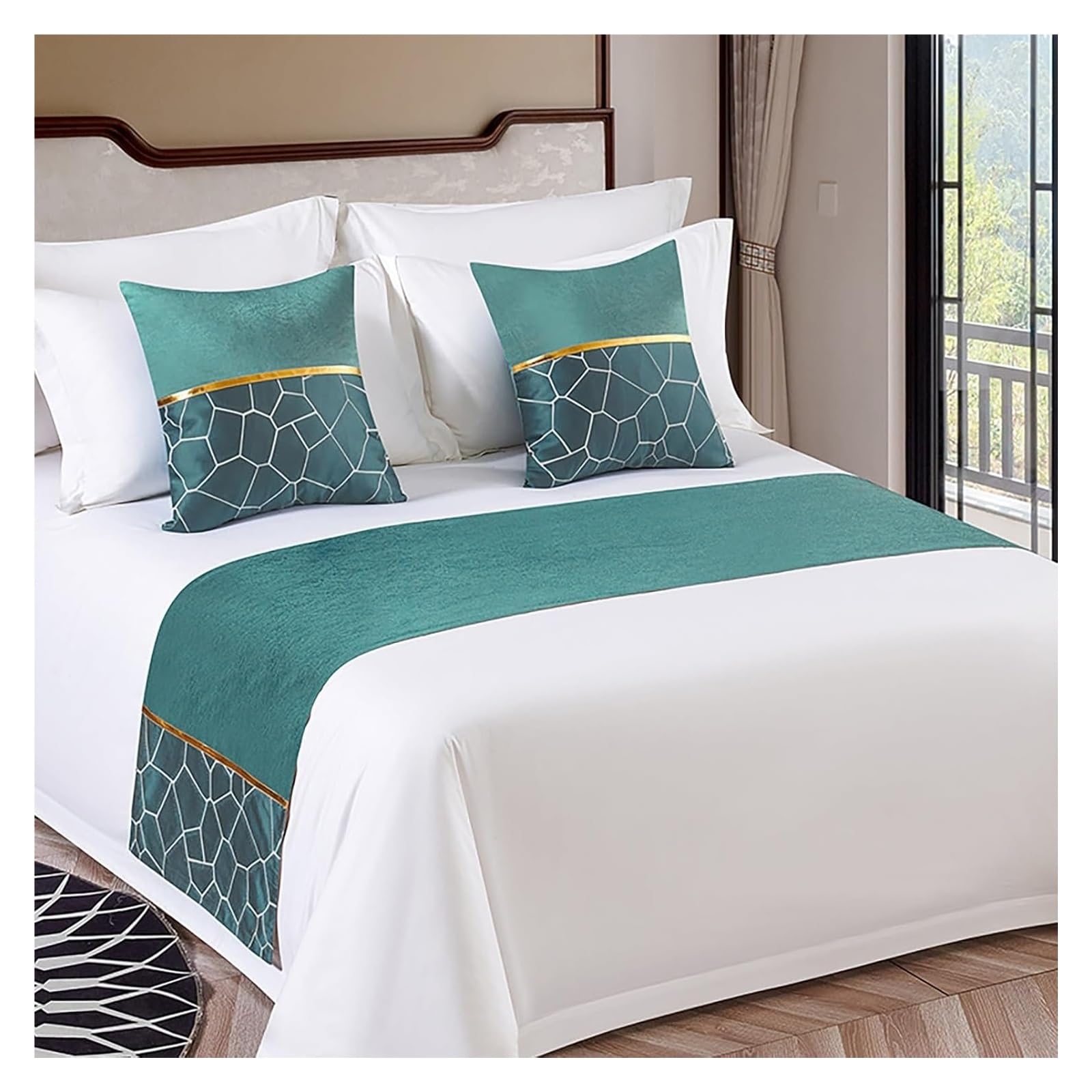 JFGCTYHXY Bed linen throws, Luxury Silky Bed Runners, Soft Solid Scarves Cover Protection Bedspreads Bedding End Scarf(A Green,50 * 240cm for 180cm Bed)