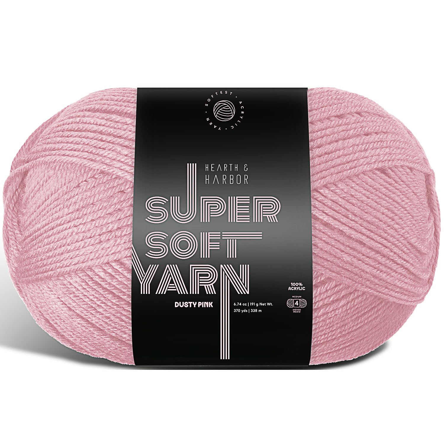 Acrylic Yarn for Crocheting &amp; Knitting – Soft Crochet Yarn for Crocheting, 370 Yards, Perfect for Crafts &amp; Amigurumi, Medium Worsted Weight 4, Dusty Pink