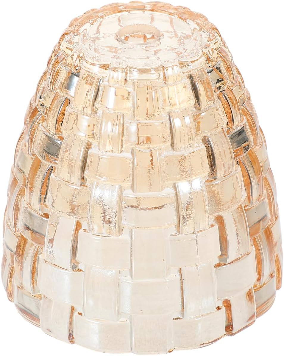 Housoutil Small Crystal Glass Lamp Shade Glossy Amber Colored Vintage Lamp Shade Floor Lamp Shade Light Fixture Cover Replacement