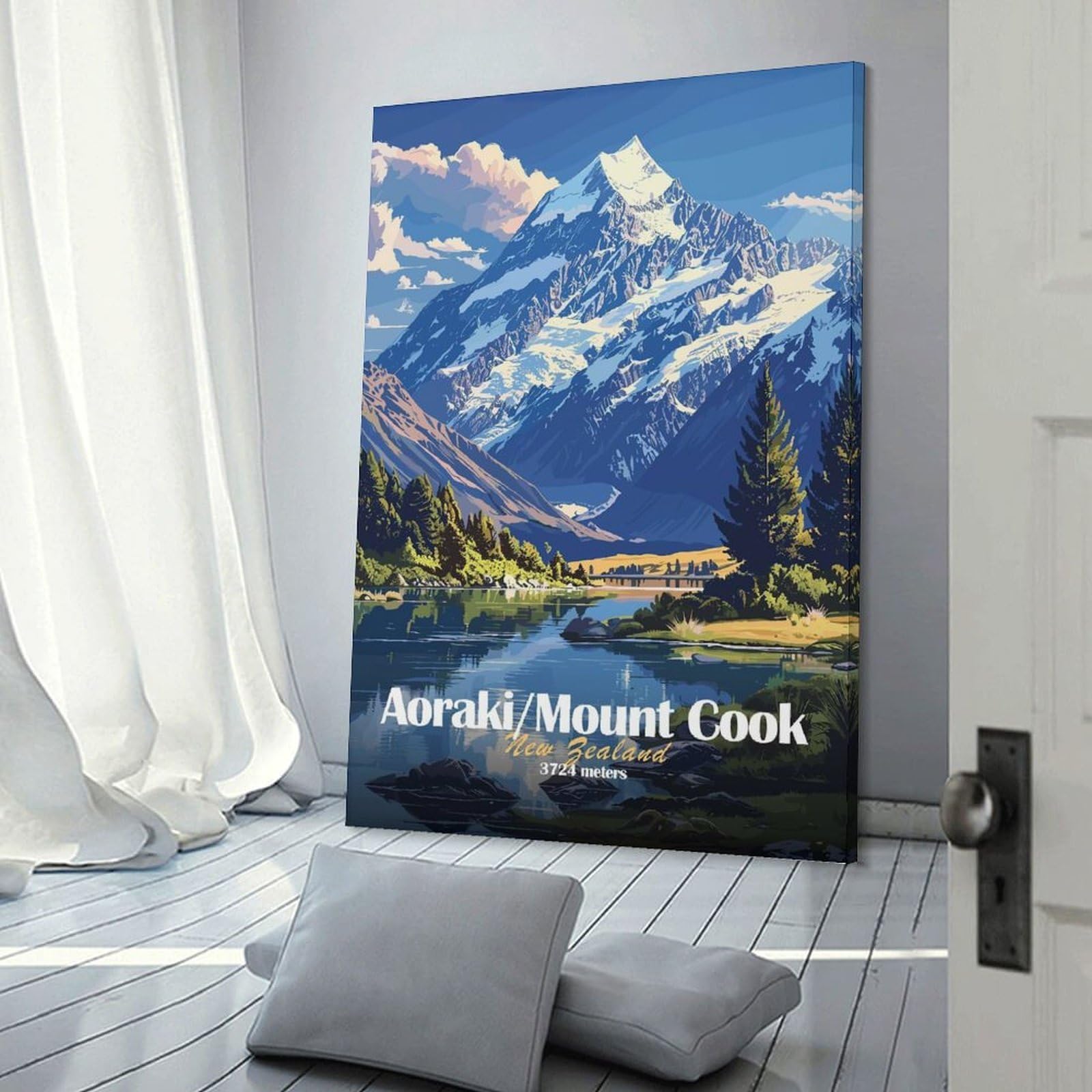 Junmoney Frame-Style-11 Aorakimount Cook, New Zealand Room Decor Wall Art 16X24inch(40X60cm), For Bedroom, Guest Room Or Reading Nook, An Easy Wall Refresh For Bedrooms