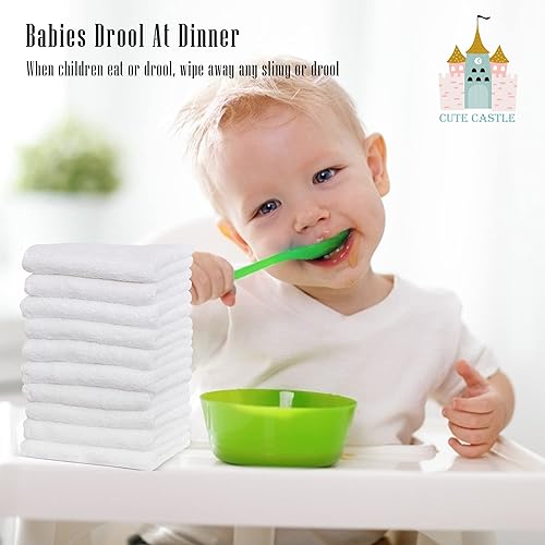 Vista 14 de Cute Castle Toallas ultrasuaves para bebé, paquete de 16 unidades, 9 x 9 pulgadas, suaves con la piel sensible para cara y cuerpo, felpa, ropa