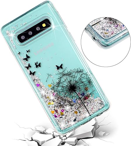 Miniatura 4 de LEECOCO - Funda para Galaxy S10 Plus con purpurina de diente de león líquido, brillante, arena movediza, transparente, suave, de silicona a prueba