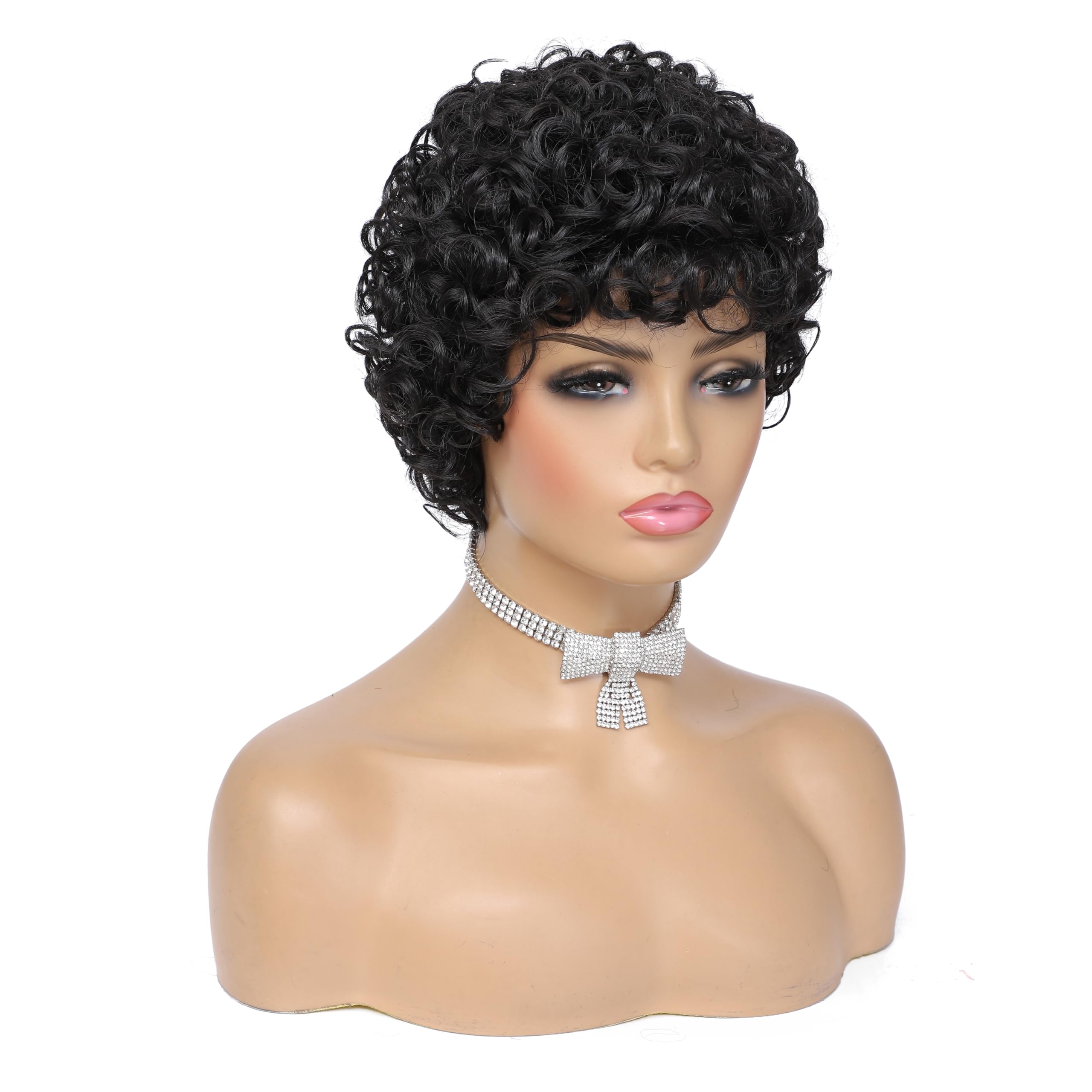 Airhostess Mens Short Afro Curly Wig for Male,70s 80s Disco Guy Rocker?Halloween Cosplay Fancy Wigs for Daily Party Costume (black)