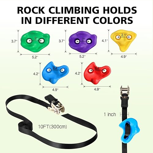 Vista 2 de 12 soportes de escalada de árboles ninja y cuerda de escalada de 6.56 pies para niños, kit de escalada de árboles para entrenamiento de carrera