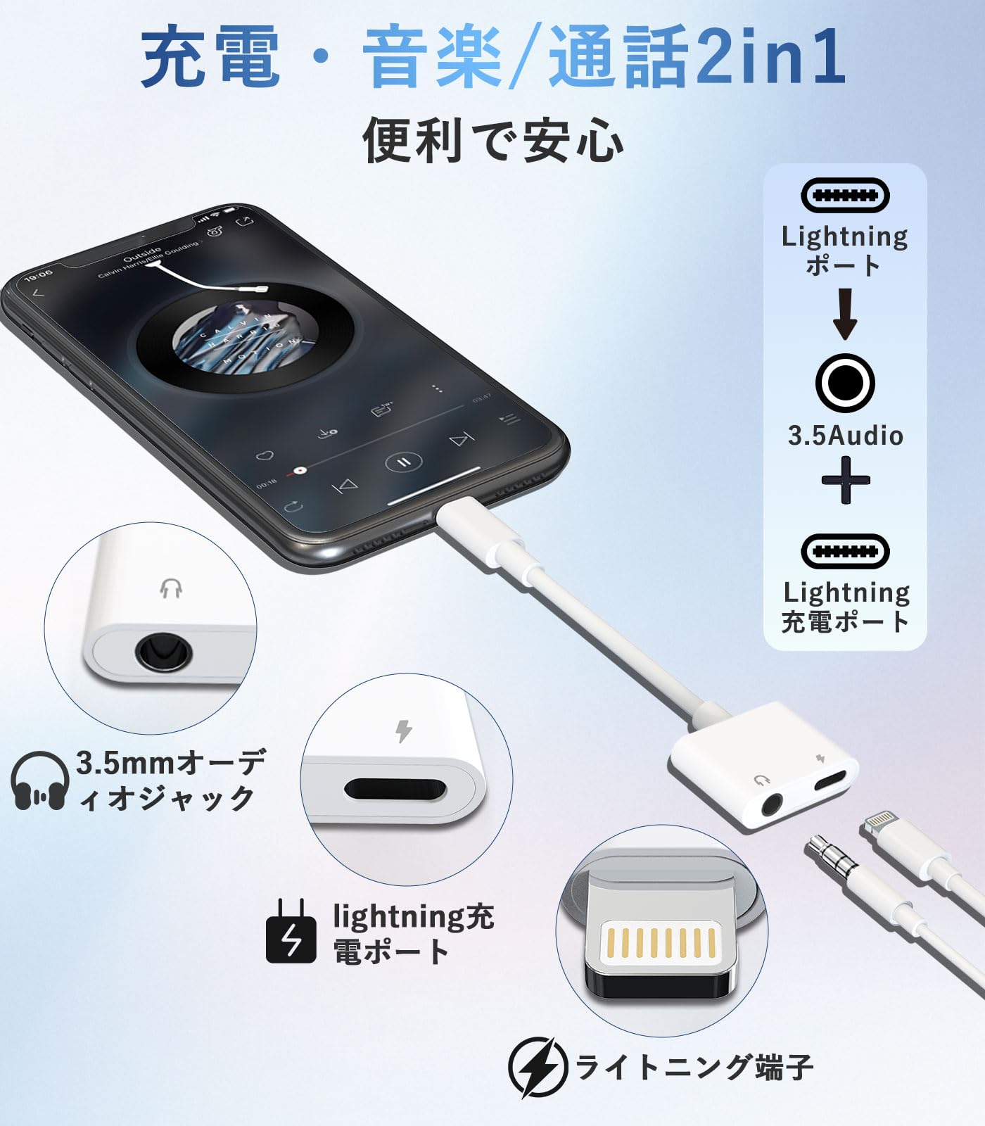 イヤホンアダプタ Lightning to 3.5 mm ヘッドフォンジャック Amazon.co.jp: 【2025新版 通話可】 Lightning 3.5 mm ヘッドフォン