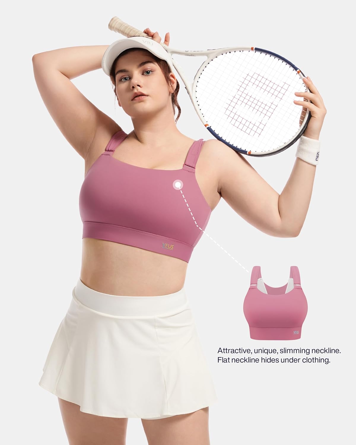Women's Sports Bra Wirefree Adjustable Medium-High Support Everyday Wear for Large Bust Plus Size with Removable Pads - Image 4
