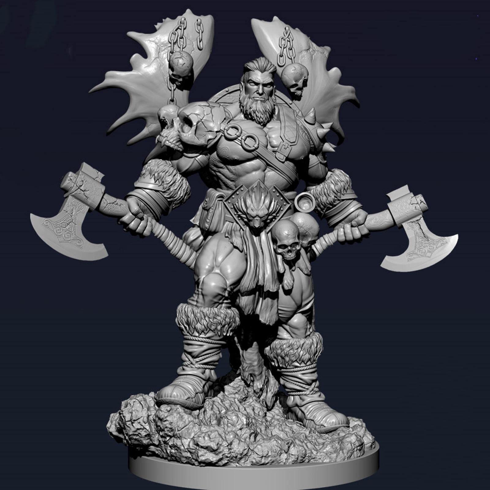 Splindg 1/18 Ancient Fantasy Double Axe War God Resin Soldier Model Unpainted Unassembled Model Kit/U19581