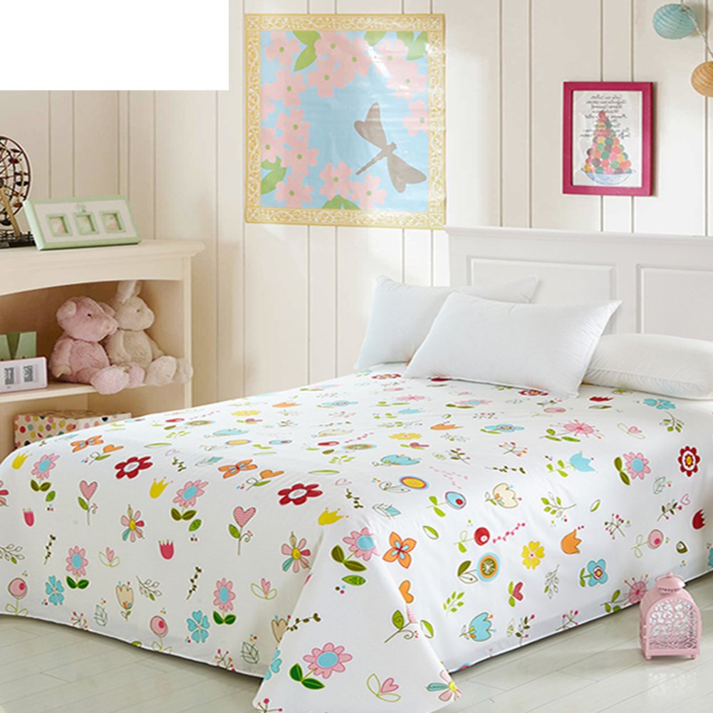 Drap plat en coton 160x230 cm pour lit simple ou double de dortoir