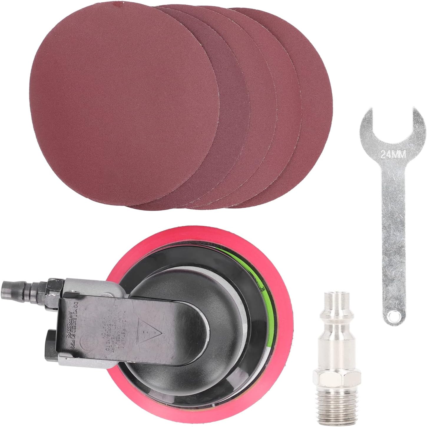 Ultra High Speed 10000RPM Air Random Orbital Sander 5in with Fastener, for Mirror Polishing, Random Orbit Sander, Pneumatic Palm, 5pcs Sandpapers