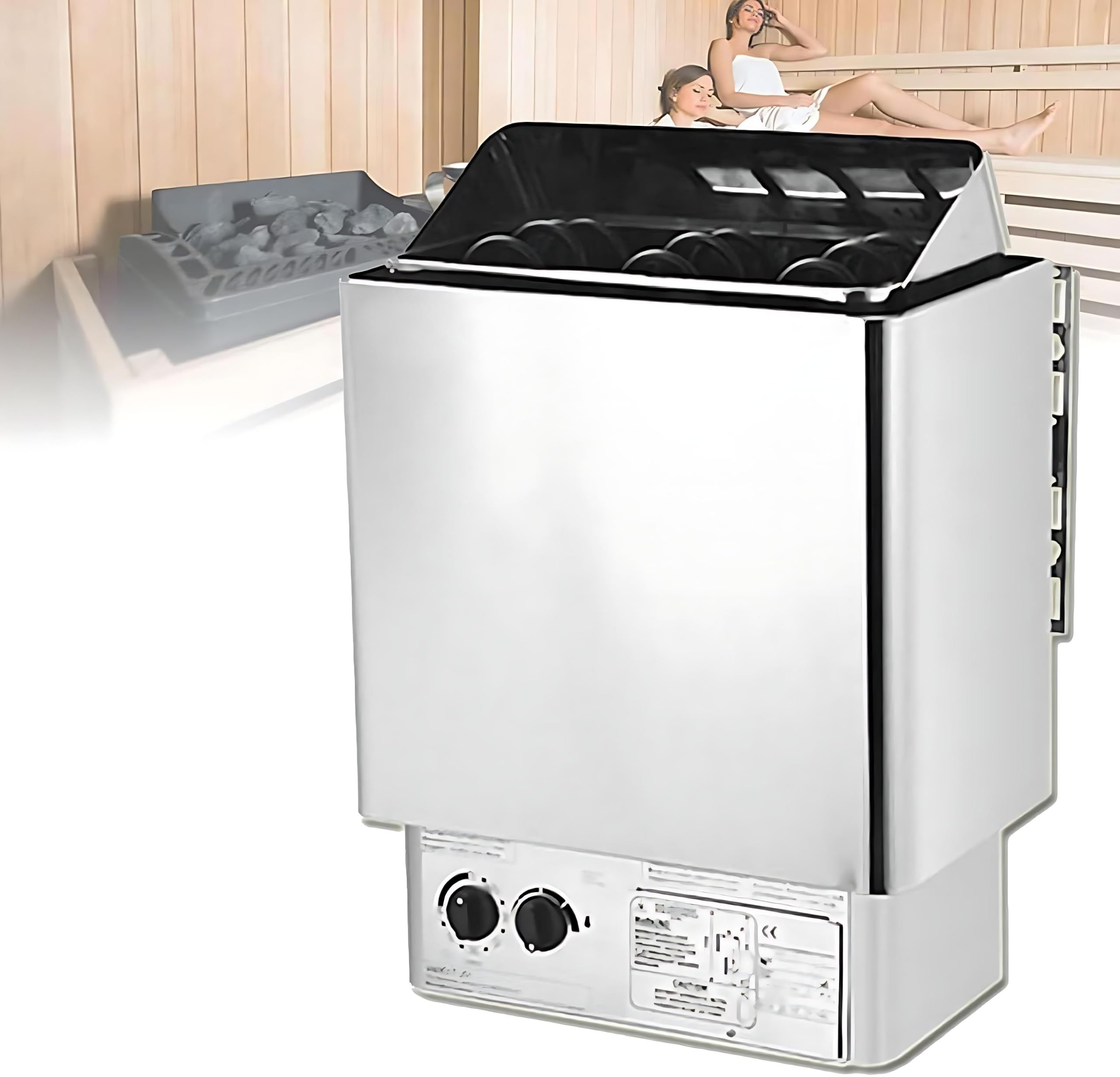 Estufa eléctrica para sauna de 6.0KW y cesto para piedras de hasta 50kg