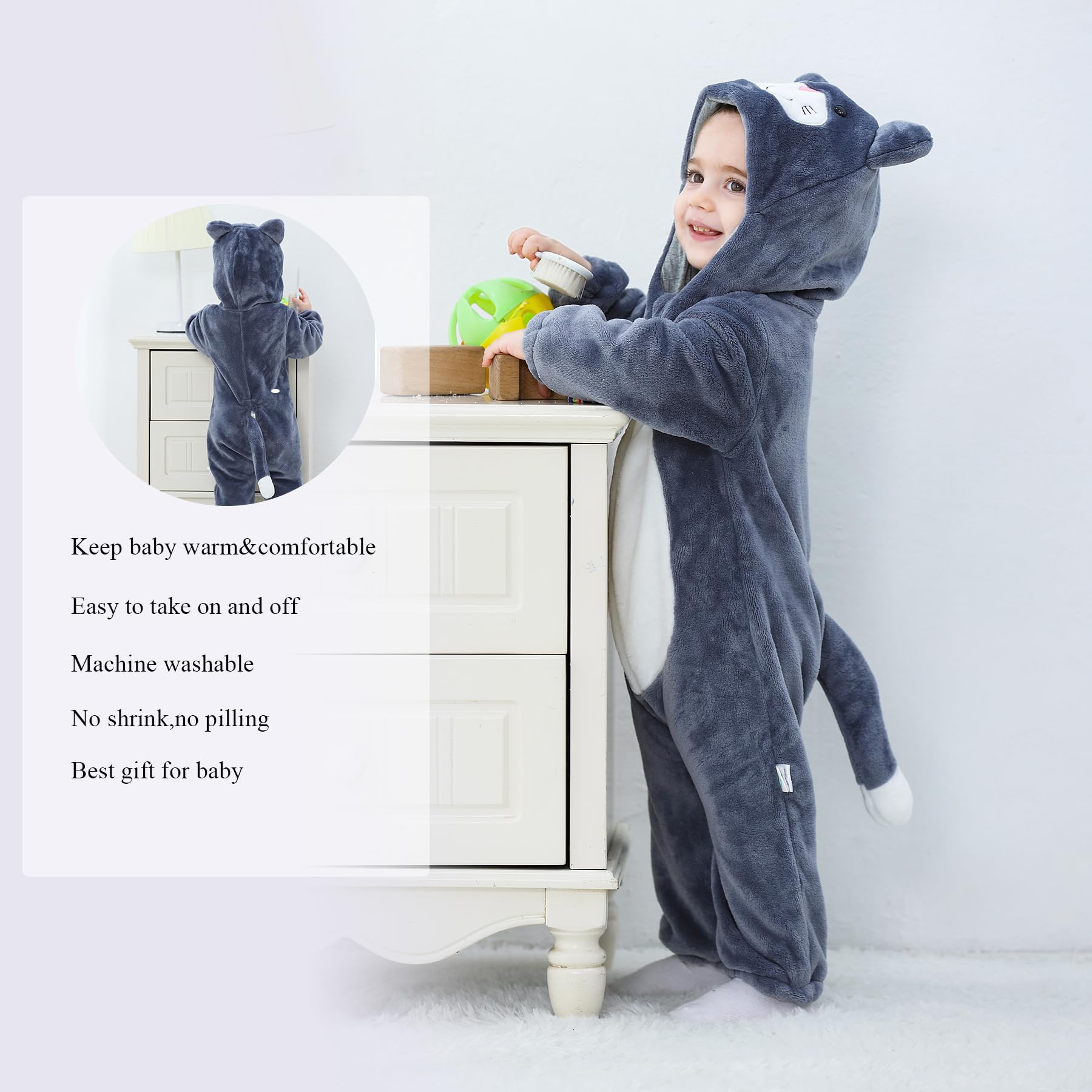 TONWHAR Unisex Baby Animal Halloween Costume Kid's and Toddler's Autumn Winter Outfits Jumpsuit — view 6