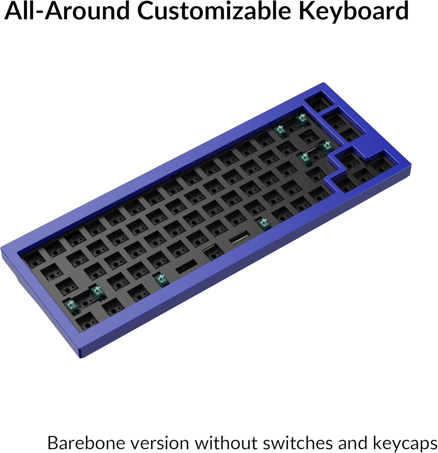 Keychron Q2 Custom Mechanical Keyboard Full Aluminum Wired Barebone Version, QMK/VIA Programmable Macro, Compatible with Mac Windows Linux, Hot-Swappable 65% Layout, Double-Gasket DIY Kit - Blue