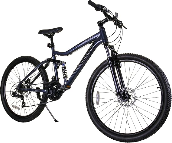Bounty Full Suspension Mountain Bike - 18 Speed Shimano Gearing, Zoom Suspension Forks, Disc Brakes, Light Alloy Rims - Bikes for Men