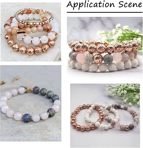 Miniatura 3 de Craftdady 180 cuentas redondas naturales de piedra de lava de 0.315 a 0.315 pulgadas, cuentas sueltas de piedras preciosas volcánicas metálicas para