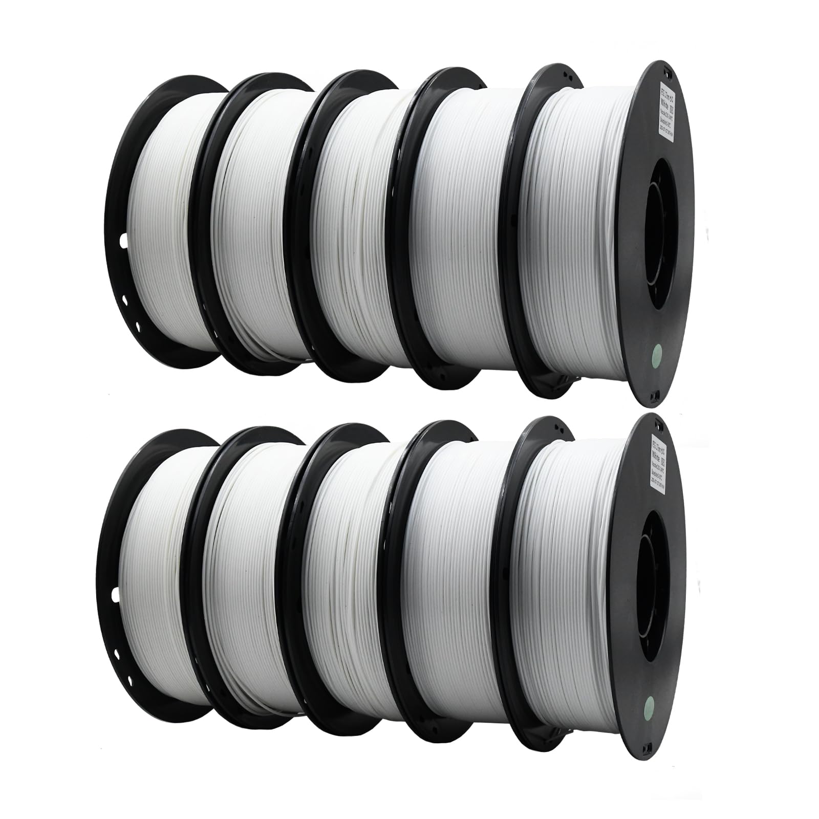 Lot de 10 rouleaux de filament PETG pour imprimante 3D, précision dimensionnelle +/- 0,03 mm, bobine de 1 kg, 1,75 mm, convient à la plupart des imprimantes 3D, 10 kg blanc