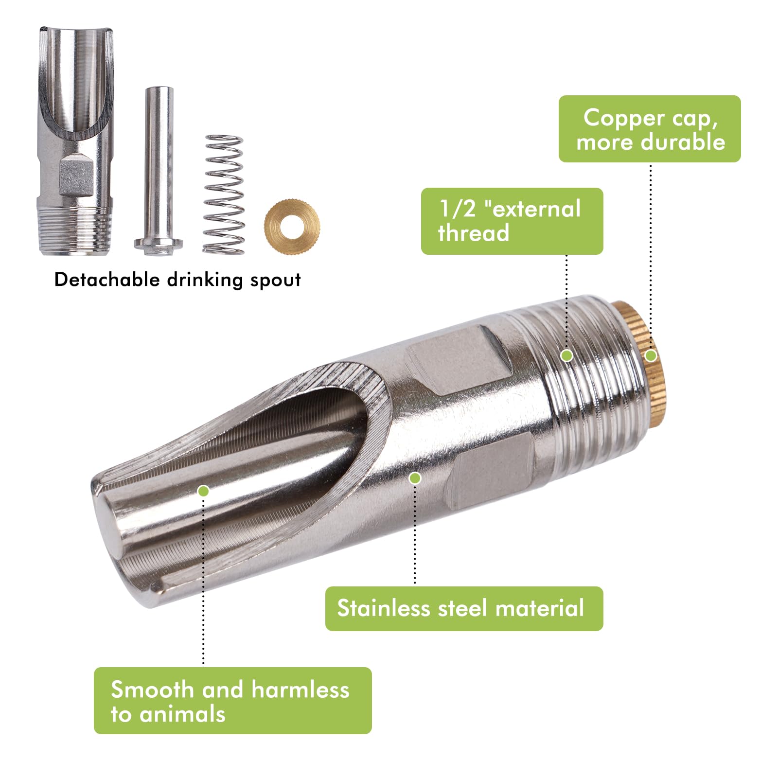 Kit de bebedero de pezón de cerdo para barril, comedero de cerdos de acero inoxidable con conector de tanque de agua de latón, sistema automático de riego de cerdos para cerdos, cerdos, cerdos,
