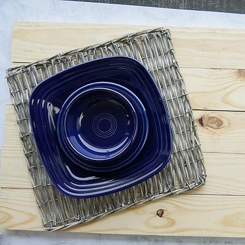 Miniatura 2 de NJSV - Plato cuadrado de 9.25 pulgadas, juego de vajilla de color cobalto, juegos de platos y tazones, platos llanos, juego de platos, juego de