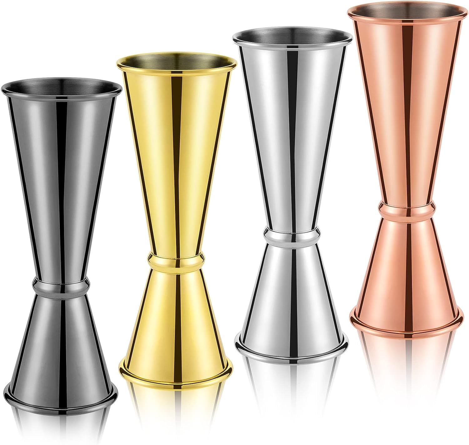 Jigger for Bartending Double Cocktail Japanese Jigger 2 oz 1 oz 304 Stainless Steel Shot Glass Measuring Cup for Home Bar Drink Kitchen Bartender Tools Supplies Cup Shot Measure Double Jigger 4 Pcs