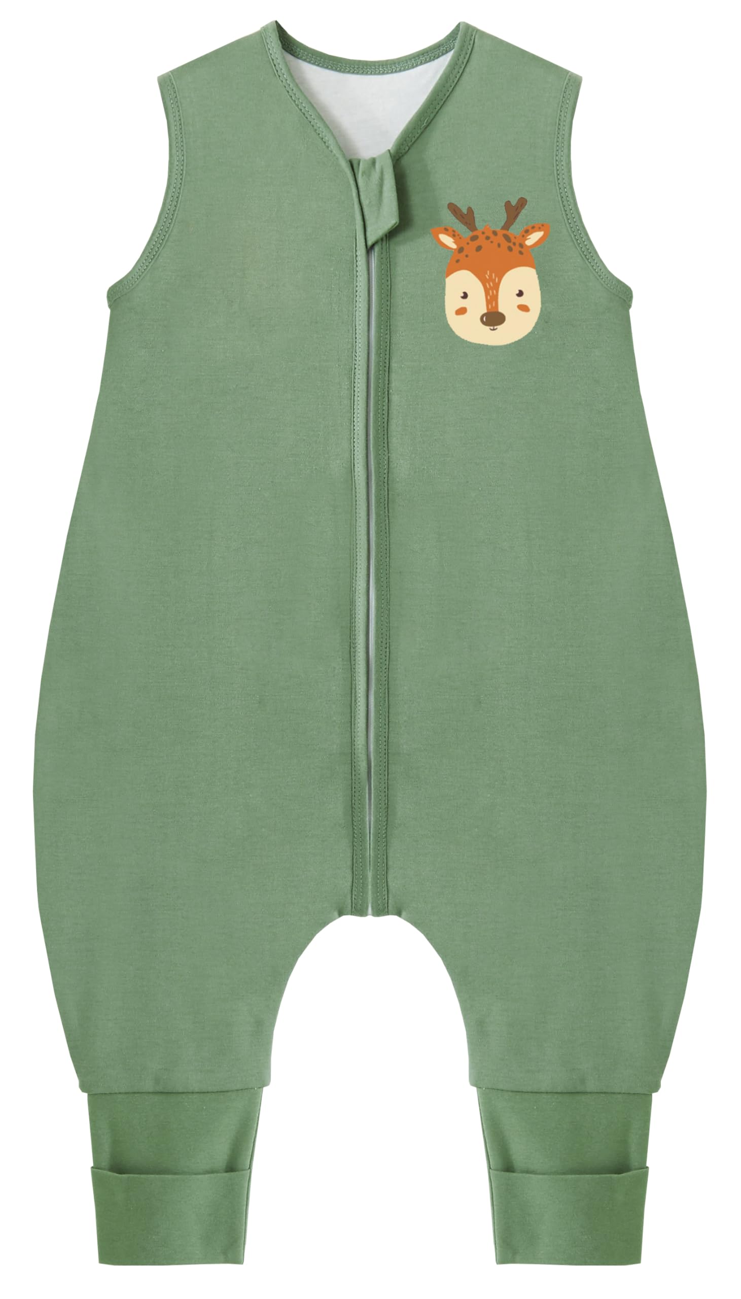 Chilsuessy Baby Schlafsack mit Füßen 1.5 Tog, 100% Baumwolle, Grüne Farbe, 80cm/Baby Höhe 85-95cm