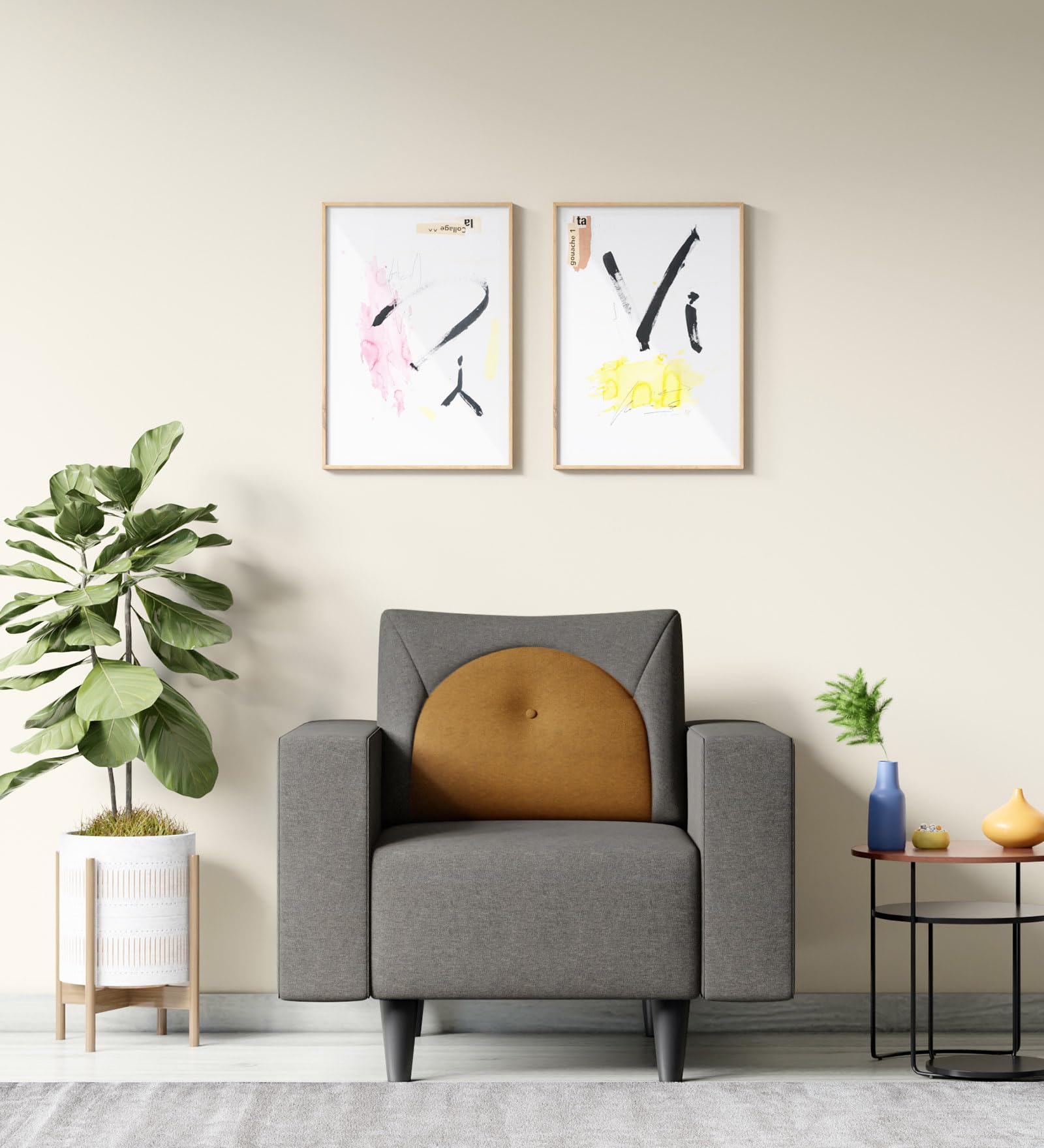 Interio by Godrej Sofa Windle 1-Seater Fabric Sofa for Living Room, 1-Year Warranty, Solid Wood, Taupe and Camel-picture-21