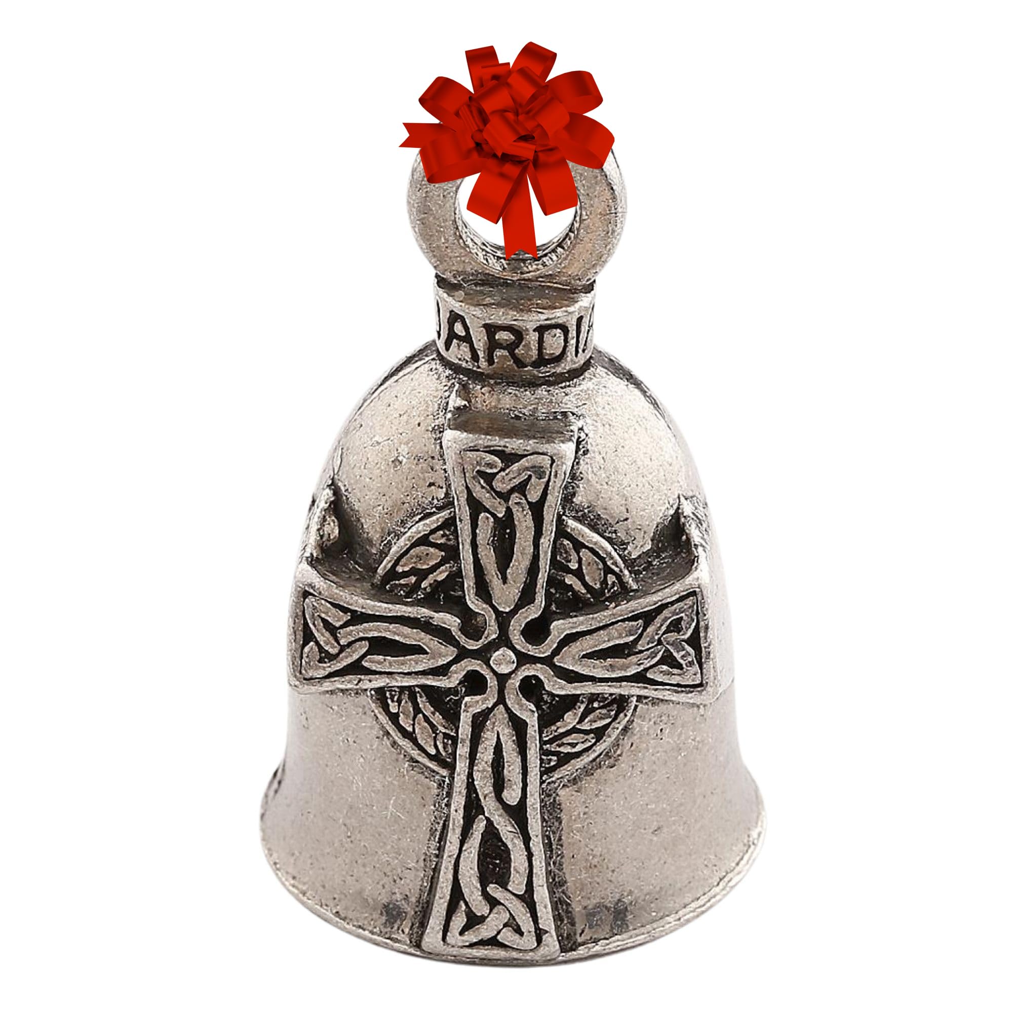 Guardian Bell Celtic Good Luck Bell w/Keyring & Black Velvet Gift Bag | Motorcycle Bell | Lead-Free Pewter | Made in USA