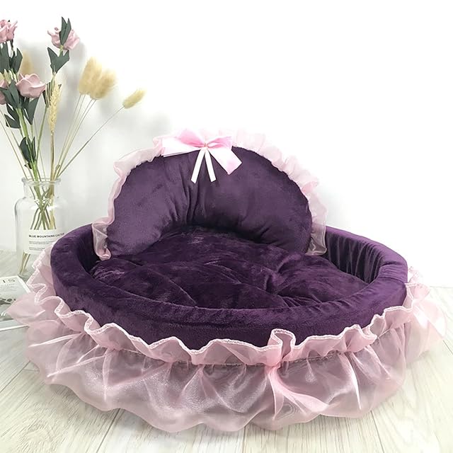 Foto 8 de 8 de jojobasec Cama de princesa con volantes para mascotas, gatito, cachorro, boda, mascota