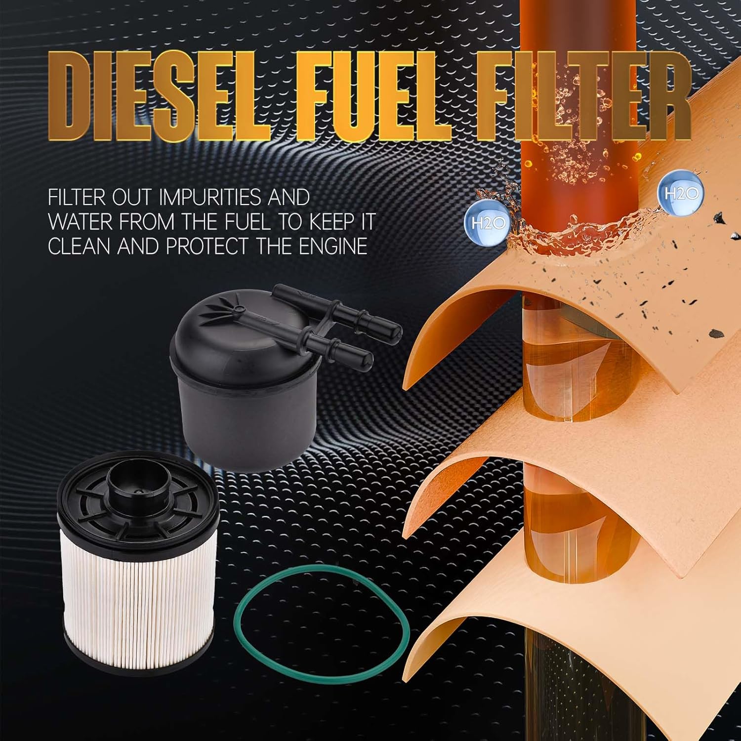 Fuel Oil Air Filter Set Fit for 6.7L Powerstroke Compatible with 2011-2016 Ford F250/F350/F450/F550, Replace FL2124S FL2051S BC3Z-6731-B BC3Z9N184B FD4615 FA1902