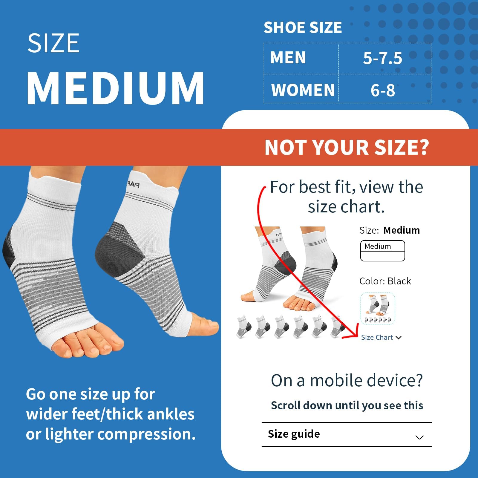 Calcetines para fascitis plantar (6 pares) para hombres y mujeres, mangas de compresión para pies con soporte de arco y tobillo (blanco, M)