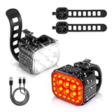 WORKPRO Bike Lights Set &lbrack;8&plus;13 Modes&rsqb;&comma; Rechargeable Bicycle Light Set Ultra Bright&comma; IP65 Waterproof Bike Lights for Night Riding&comma; 1200mAh Bike Headlight and Tail Light Reflectors