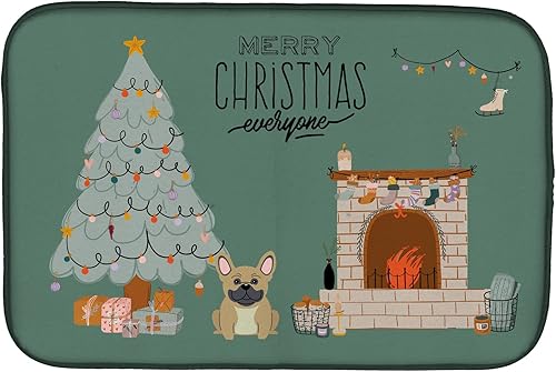 Miniatura 128 de Caroline's Treasures CK7824DDM - Tapete absorbente para secado de platos con diseño de bulldog inglés, rojo y blanco, para encimera de cocina, 14 x