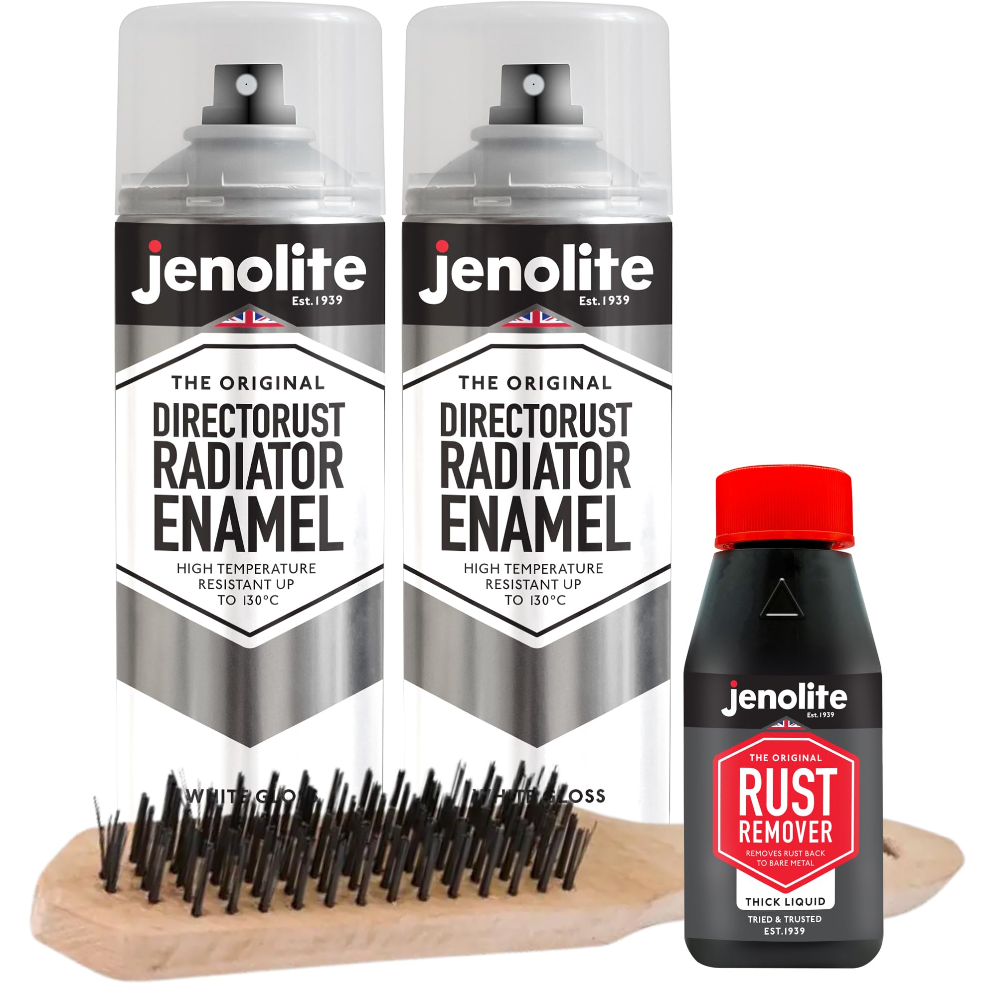 JENOLITE Radiator Restoration Kit White Spray Paint Rust Remover Wire Brush