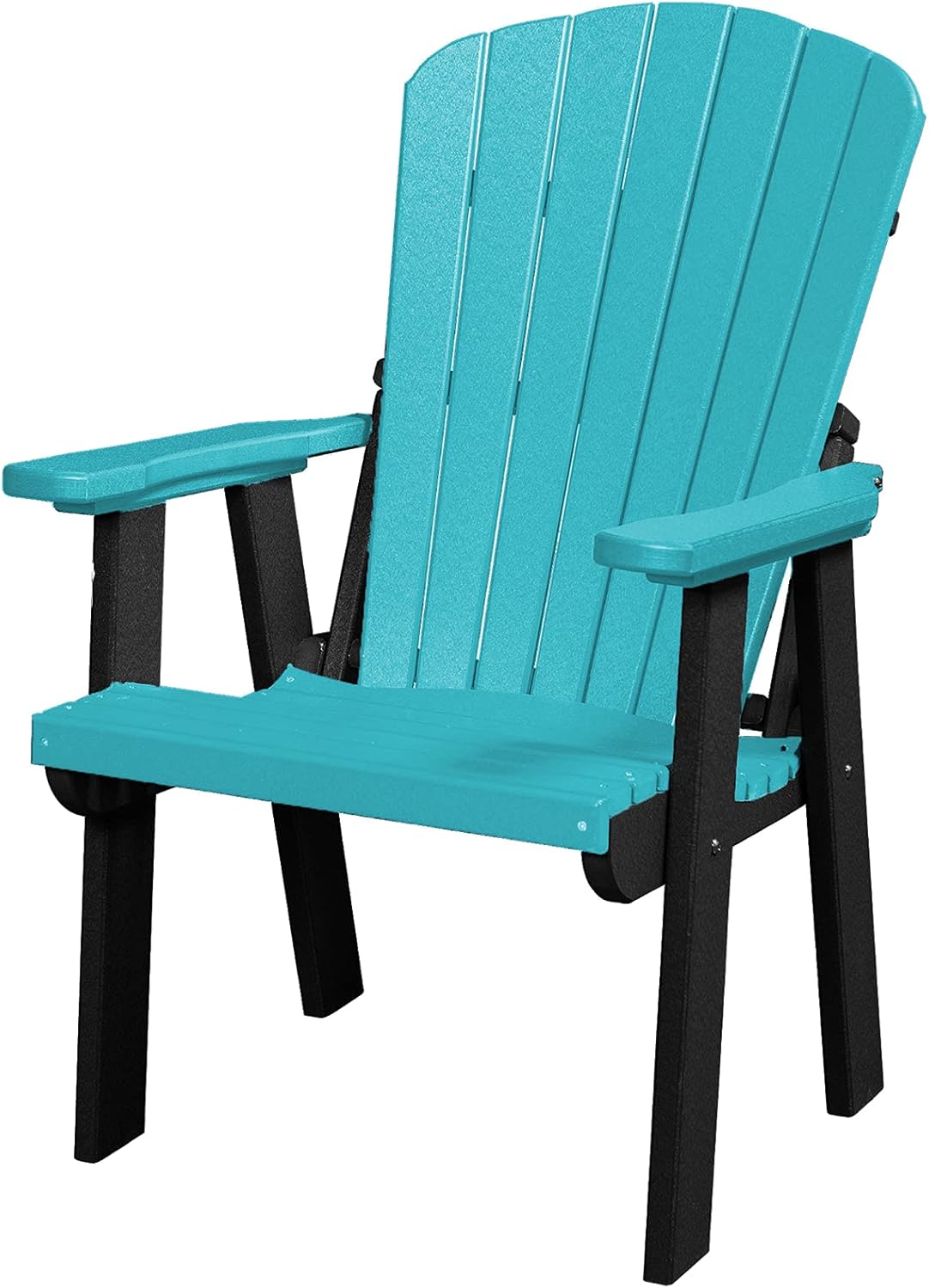 DutchCrafters Plastic Poly Adirondack Outdoor Patio Chair with Slat Fan Back - Amish Made in USA (White & Aruba Blue)