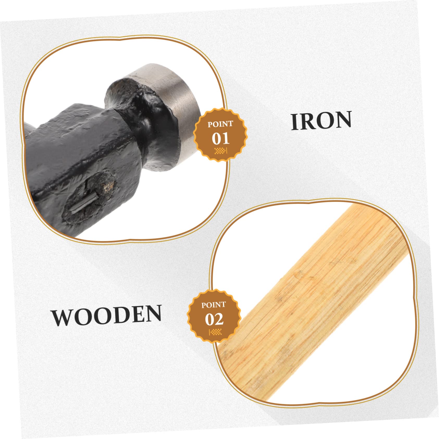 NULYLU Shoe Repair Hammer with Wooden Handle Durable Construction for Leather Crafting and Repair Impact Resistant Easy to Store for Shoemakers and Projects