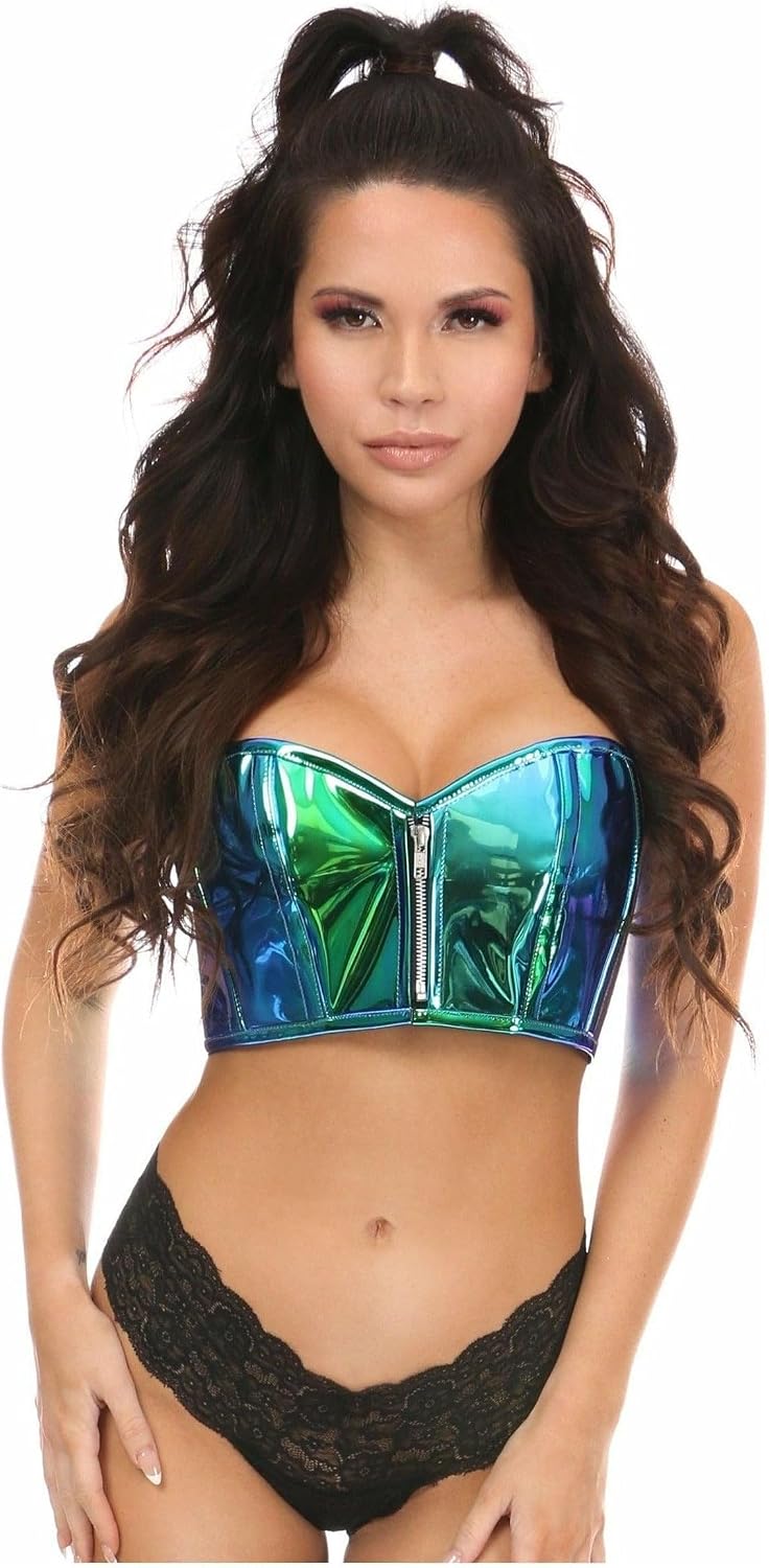Daisy Corsets womens Teal/Blue Holo Short Bustier