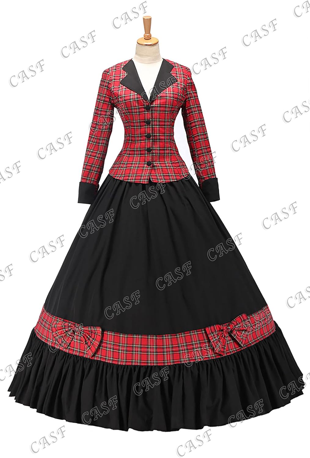 CASF Civil War Country Lolita Victorian Tartan Plaid Masquerade Theme Ball Gown Dress