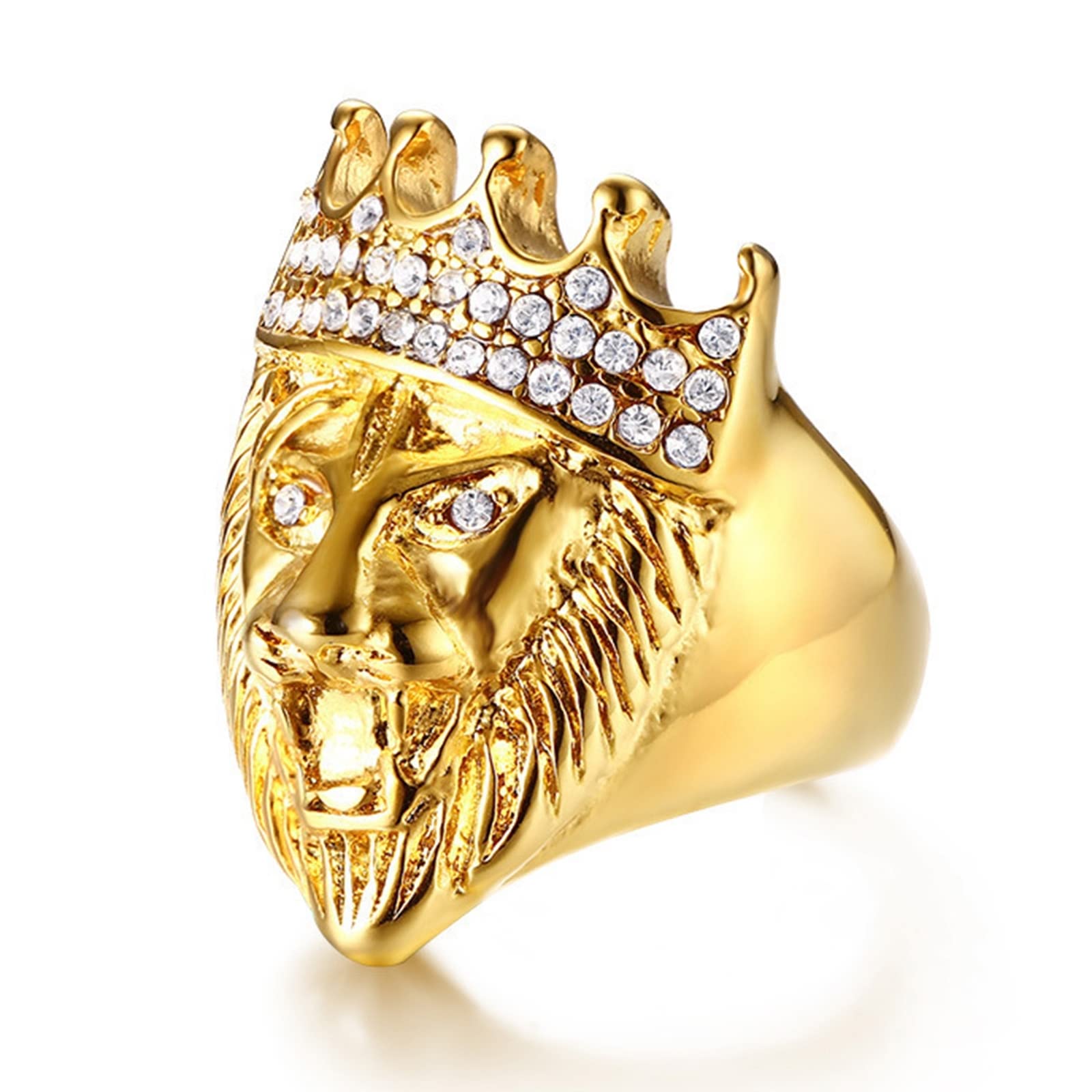 BCughiaAnillo de Pedida de Mano, Anillos Acero Inoxidable Oro Acero Inoxidable Diseño de Cabeza de León Boda Hombre