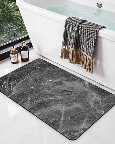 Miniatura 24 de DEXI Alfombra de baño ultra fina, antideslizante para suelo de ducha, absorbente, de secado rápido, de mármol, perfil bajo, 17 x 32 pulgadas, color