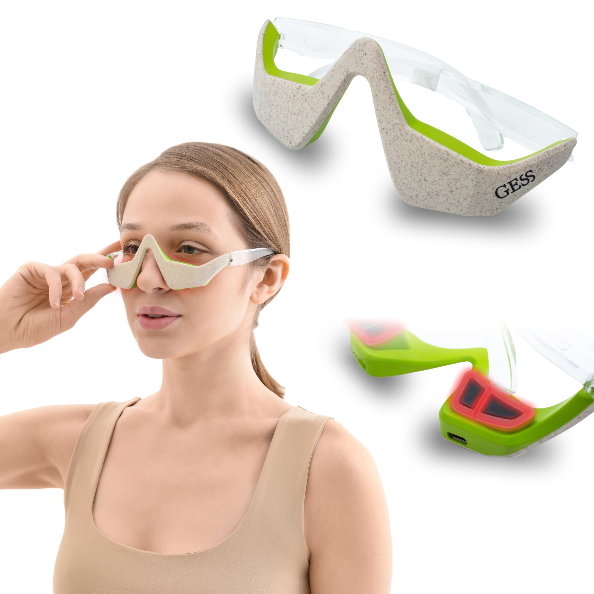 Gess Kuper Occhiali A Microcorrente, Dispositivo Lifting Viso 3 Intensità, Ricaricabile, Anti-Aging, Rassodamento Pelle, Lifting E Anti-Rughe-image