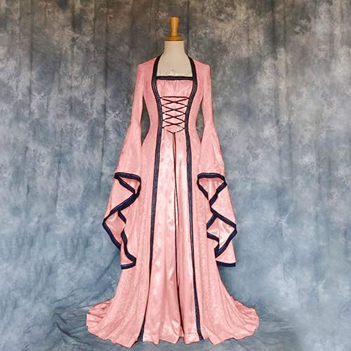 Vista 2 de Renaissance Gown Dress Women Lace up Flowy Irish Retro Gown Medieval Flowy Long Dress Halloween Costumes