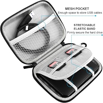 Lacdo Hard Drive Carrying Case for Seagate Portable/Seagate One Touch/Game Drive for PS5 / Ultra Touch Portable External Hard Drive HDD 1TB 2TB 4TB 5TB USB 3.0 Shockproof Travel Bag, Black | HDD