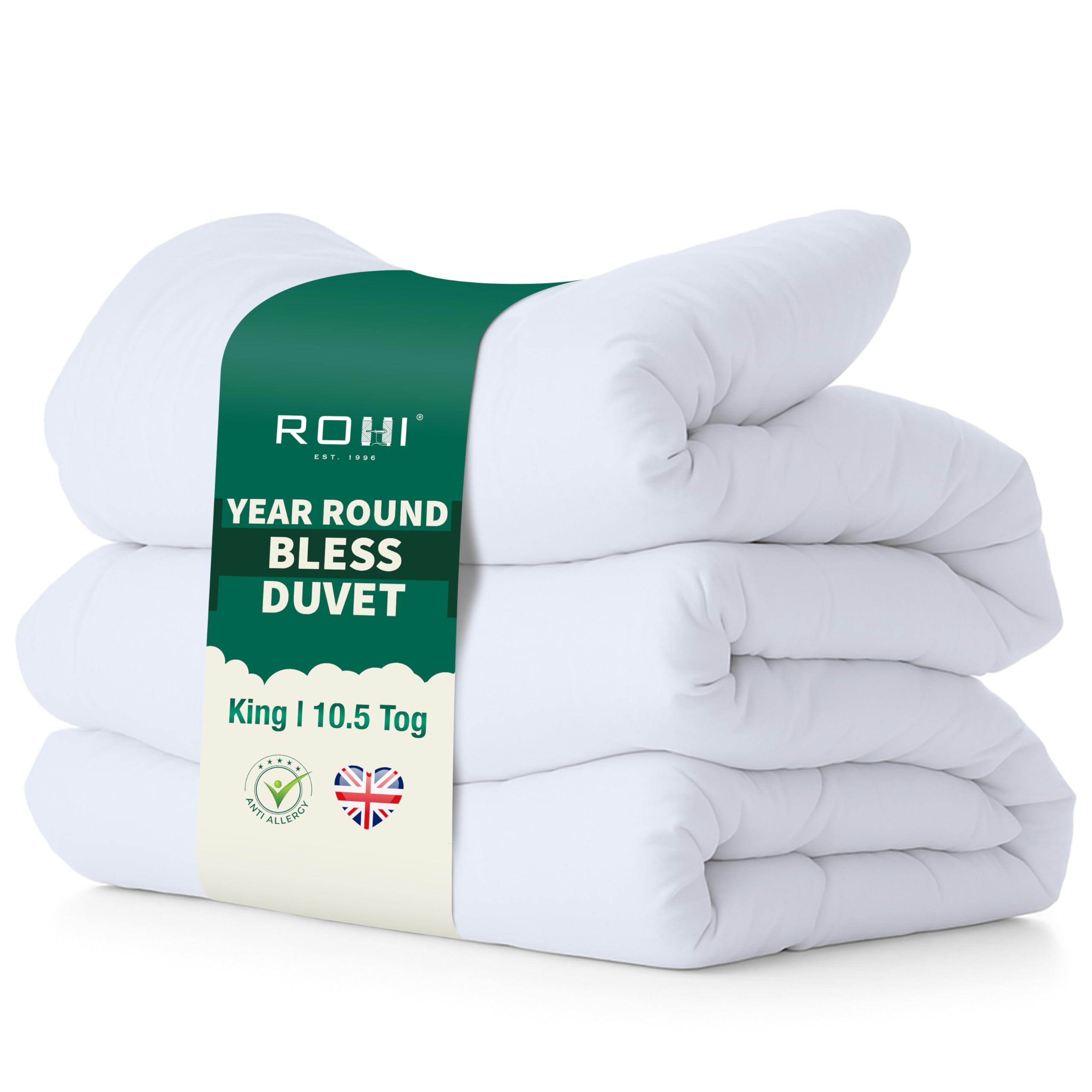Rohi Soft Microfibre 10.5 Tog King Size Duvet – Anti-Allergy – All-Season Duvet – 10.5 Tog Soft Like Down Luxurious Duvets (10.5 TOG, King)
