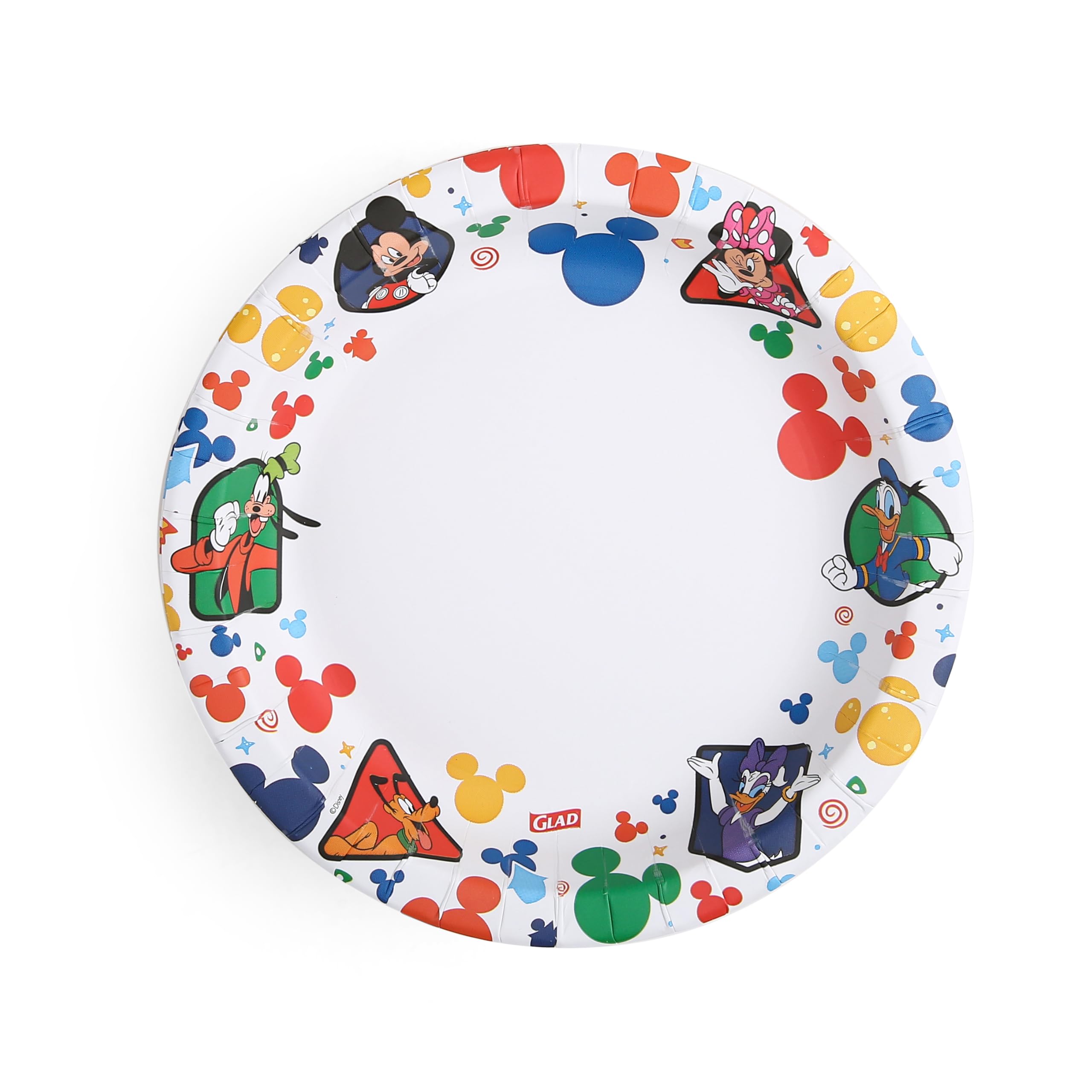 Glad for Kids Disney Mickey and Friends Pappteller 21,6 cm, Mickey and Friends Pappteller, Kinder-Snackteller | Mickey Mouse Pappteller für den täglichen Gebrauch, 40 Stück, 8 Stück