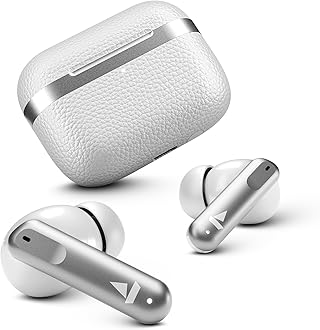 boAt Airdopes 111v2, Leather Finish, 4Mics ENx, 50H Battery, 13mm Drivers, Dual Pair,Stream Ad Free Music via App Support, Bluetooth TWS in Ear Earbuds Wireless Earphones with mic ((Ivory White)
