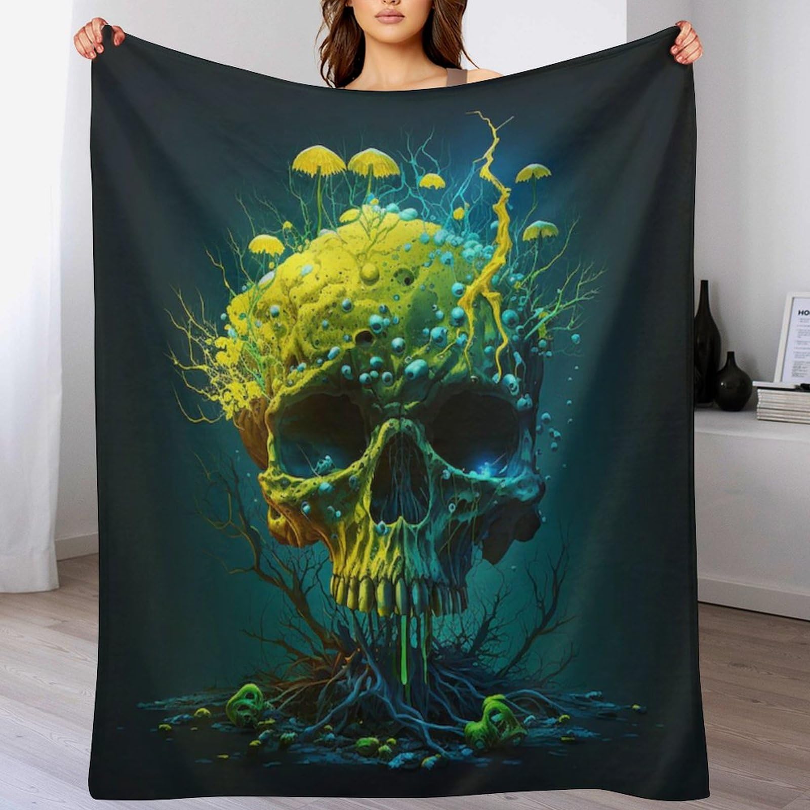 Couverture crâne chaude et douce plaid lit lavable 100x130cm